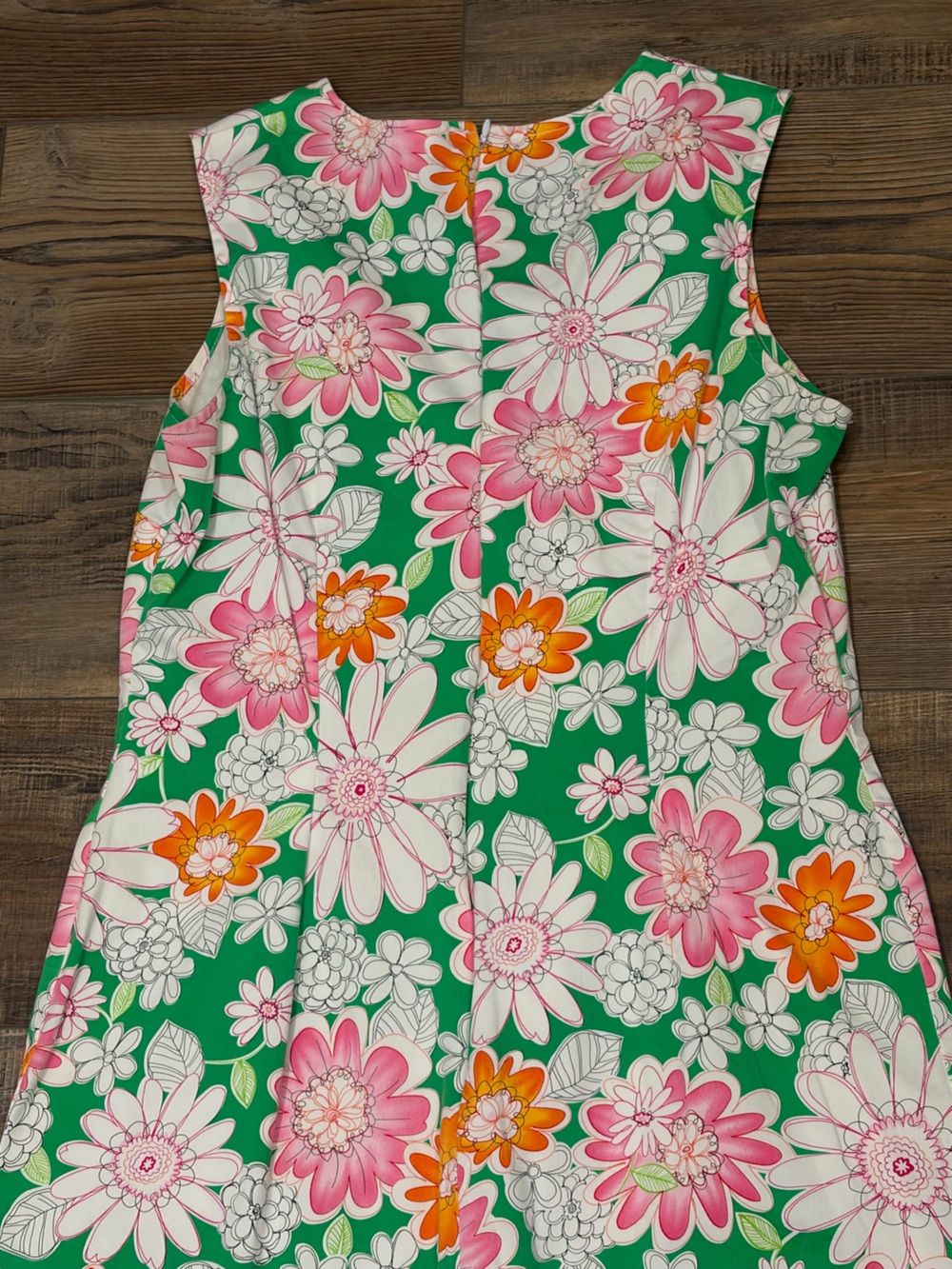 Chadwicks Green Floral A-Line Midi Dress with Pink & Orange Blooms - Picture 10 of 12